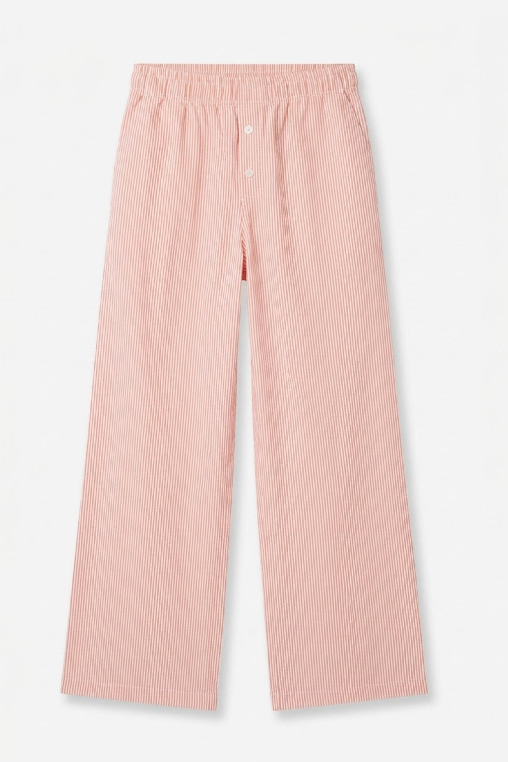 Sunset Pants Orange de Bipikau sobre fondo blanco: pantalón ancho de rayas naranjas con cintura elástica